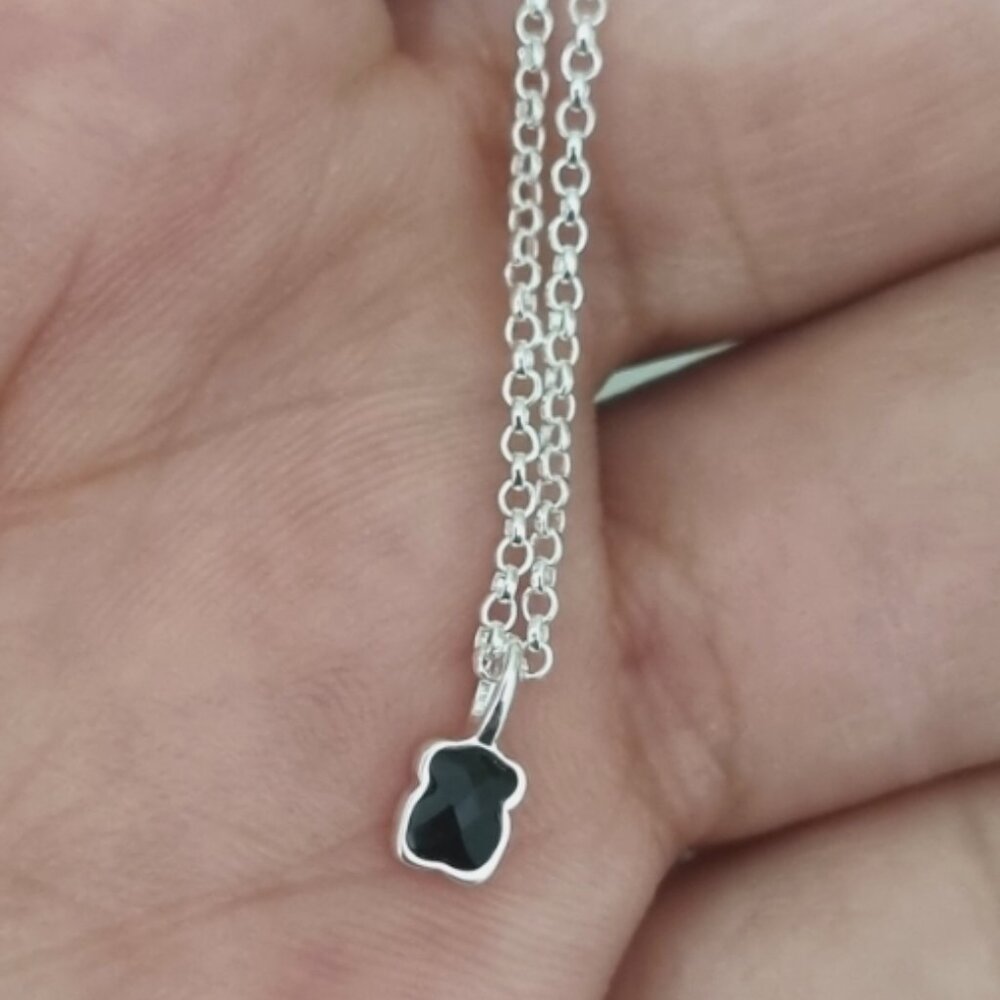 Tous Mini Onix Necklace In Silver With Onyx
